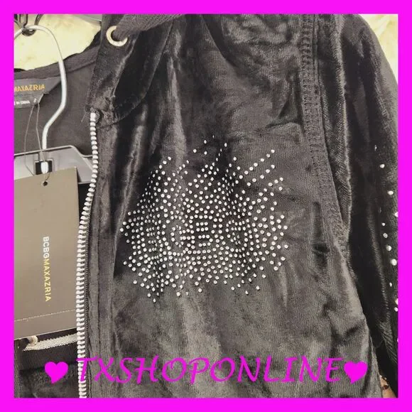 💗💗 {BCBGMaxazria} Bling Velour Tracksuit Set💗💗 NWT - Picture 5 of 9